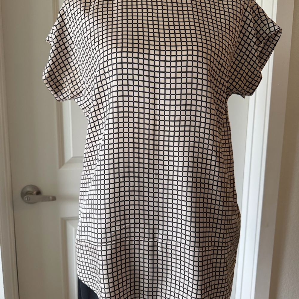 kate spade Cream Tunic with Black Grid Print